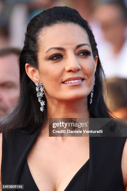 Maryam Touzani attends the "Elemental" screening and closing ceremony red carpet during the 76th annual Cannes film festival at Palais des Festivals...