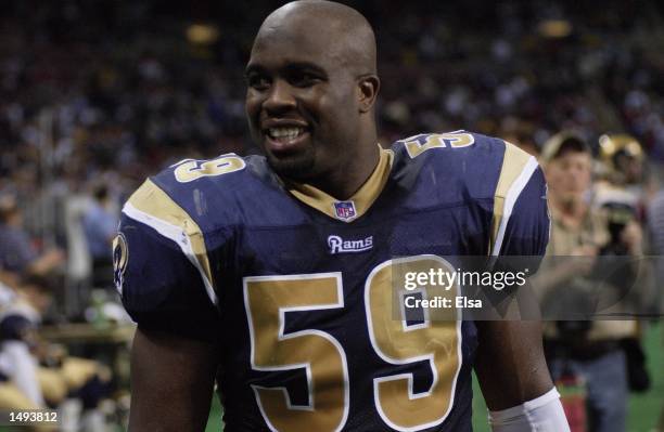 London Fletcher of the St.Louis Rams during the game against the Atlanta Falcons at the Dome at America's Center in St.Louis, Missouri. The Rams beat...