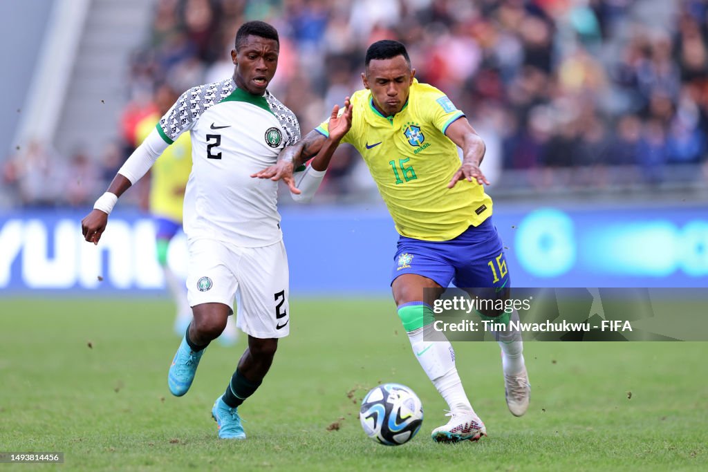 Augustine Njoku Of Nigeria Battles For The Ball With Marquinhos Of augustine-njoku-of-nigeria-battles-for-the-ball-with-marquinhos-of