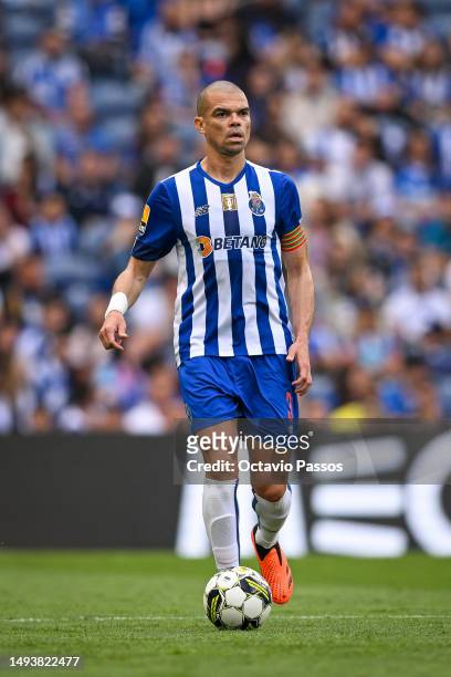 Pepe of FC Porto in action during the Liga Portugal Bwin match between FC Porto and Vitoria Guimaraes at Estadio do Dragao on May 27, 2023 in Porto,...