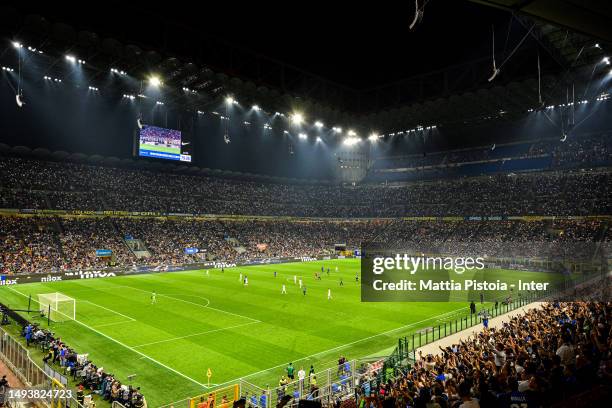 General view inside the stadium during the Serie A match between FC Internazionale and Atalanta BC at Stadio Giuseppe Meazza on May 27, 2023 in...