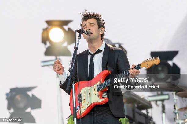 Matt Healy of The 1975 headlines Radio 1 Stage during BBC Radio 1's Big Weekend 2023 at Camperdown Wildlife Centre on May 27, 2023 in Dundee,...