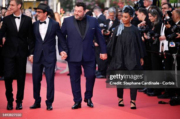 Damián Szifron, Atiq Rahimi, Denis Ménochet and Rungano Nyoni attend the "Elemental" screening and closing ceremony red carpet during the 76th annual...