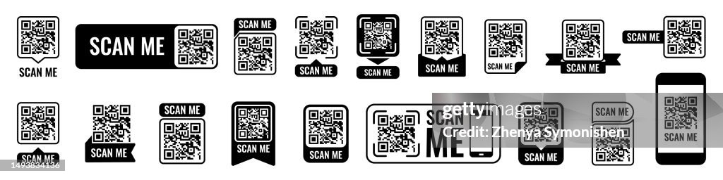 Qr Code Frame Set Qr Code Mockup Mobile Payment And Identity Vector ...