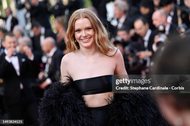 Abigail Cowen attends the "Elemental" screening and closing ceremony red carpet during the 76th annual Cannes film festival at Palais des Festivals...