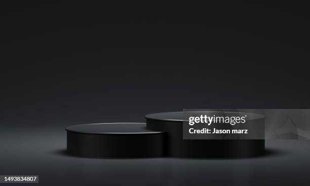 black 3d display platform space - pódio imagens e fotografias de stock