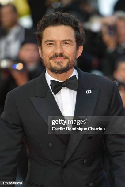 Orlando Bloom attends the "Elemental" screening and closing ceremony red carpet during the 76th annual Cannes film festival at Palais des Festivals...