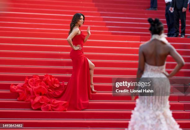Eva Longoria attends the "Elemental" screening and closing ceremony red carpet during the 76th annual Cannes film festival at Palais des Festivals on...