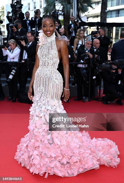 Thuso Mbedu attends the "Elemental" screening and closing ceremony red carpet during the 76th annual Cannes film festival at Palais des Festivals on...