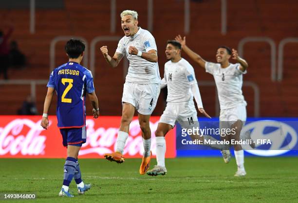 Stav Lemkin of Israel celebrates with teammates after winning a FIFA U-20 World Cup Argentina 2023 Group C match between Japan and Israel at Estadio...