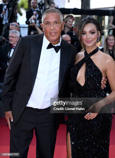 Samy Naceri and Sofia Athena attend the "Elemental" screening and closing ceremony red carpet during the 76th annual Cannes film festival at Palais...