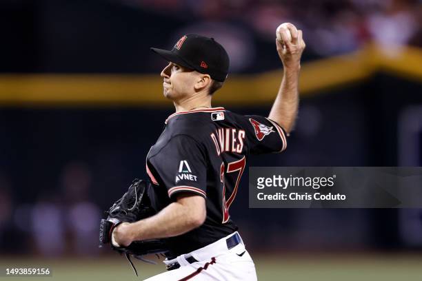 Starting pitcher Zach Davies of the Arizona Diamondbacks pitches against the Boston Red Sox during the first inning at Chase Field on May 27, 2023 in...