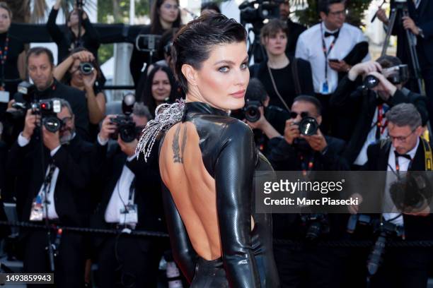 Isabeli Fontana attends the "Elemental" screening and closing ceremony red carpet during the 76th annual Cannes film festival at Palais des Festivals...