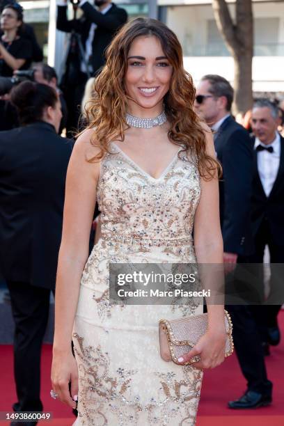 Delphine Wespiser attends the "Elemental" screening and closing ceremony red carpet during the 76th annual Cannes film festival at Palais des...