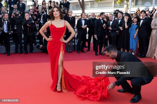 Eva Longoria attends the "Elemental" screening and closing ceremony red carpet during the 76th annual Cannes film festival at Palais des Festivals on...