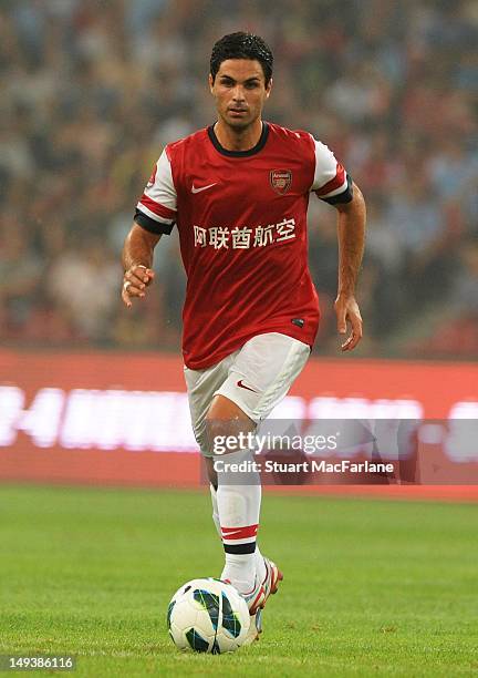 Mikel Arteta of Arsenal FC in action during the pre-season Asian Tour friendly match between Arsenal and Manchester City at Birds Nest Stadium on...