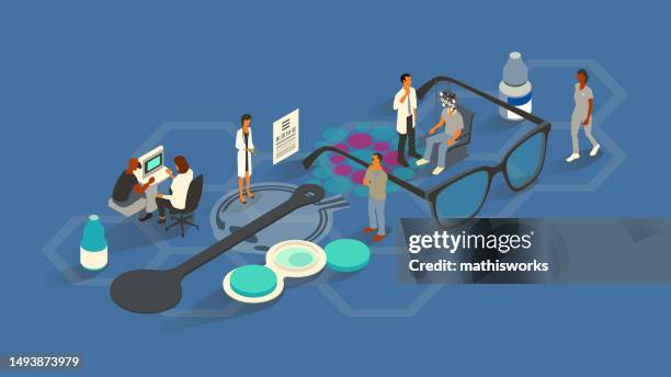 ophthalmology illustration - contact lens stock illustrations