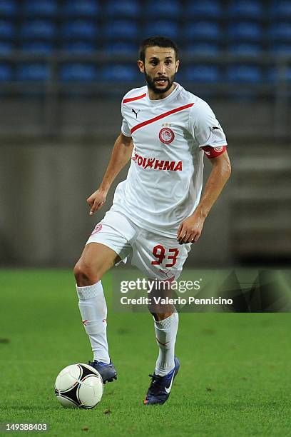 Djamel Abdoun of Olympiacos in action during a pre-Season friendly match between Newcastle United and Olympiacos on July 27, 2012 in Faro, Portugal.