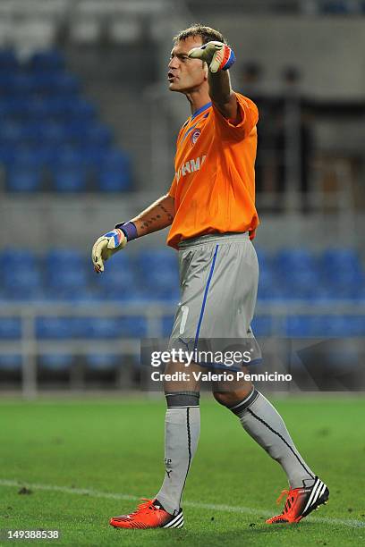 Roy Carroll of Olympiacos in action during a pre-Season friendly match between Newcastle United and Olympiacos on July 27, 2012 in Faro, Portugal.