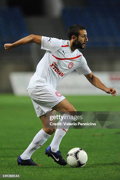 Djamel Abdoun of Olympiacos in action during a pre-Season friendly match between Newcastle United and Olympiacos on July 27, 2012 in Faro, Portugal.