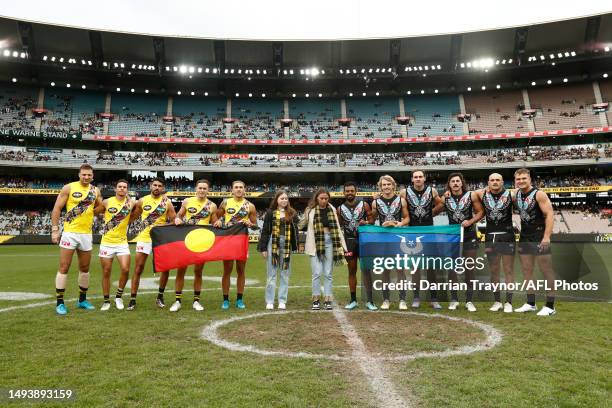 Indigenous players during the round 11 AFL match between Richmond Tigers and Yartapuulti / Port Adelaide Power at Melbourne Cricket Ground, on May 28...