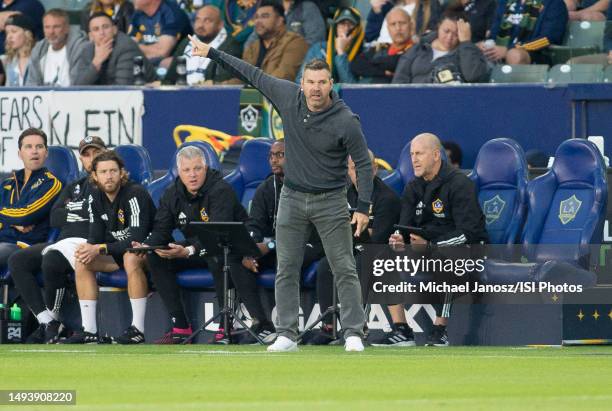 Los Angeles Galaxy head coach Greg Vanney giving directions during a regular season game between Charlotte FC and Los Angeles Galaxy at Dignity...