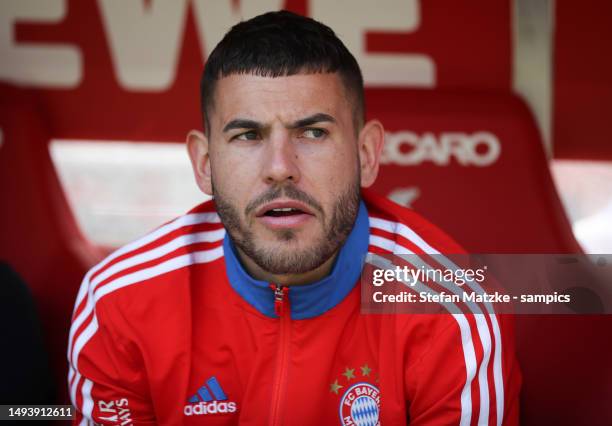 Lucas Hernandez of Bayern Muenchen during the Bundesliga match between 1. FC Köln and FC Bayern München at RheinEnergieStadion on May 27, 2023 in...