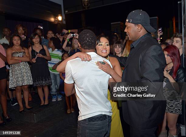 Actor/rapper Romeo, Cymphonique Miller, and their father, rapper Master P, attend the Sweet 16th birthday celebration for Cymphonique Miller, star of...