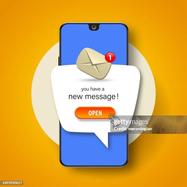 new message on the smartphone screen - phishing text message stock illustrations