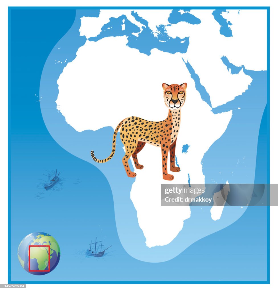 Northeast African Cheetah in Africa Map