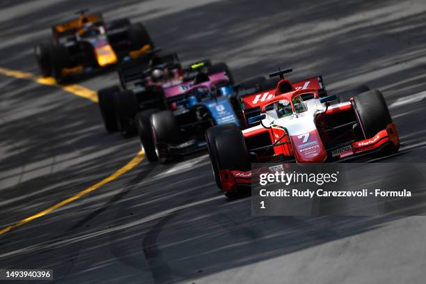 Frederik Vesti of Denmark and PREMA Racing drives on track during the Round 6:Monte Carlo Feature race of the Formula 2 Championship at Circuit de...