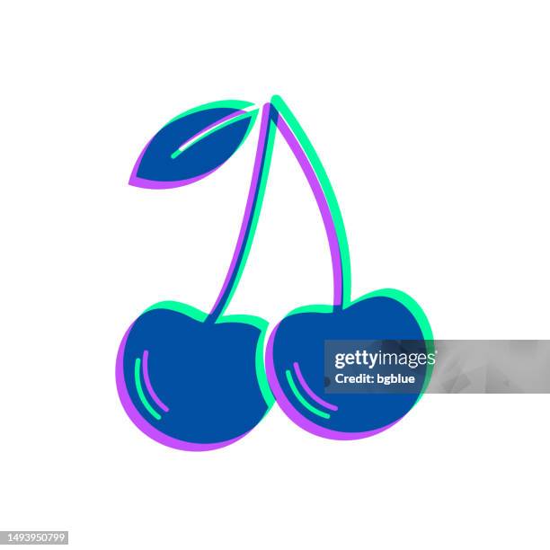 cherry. icon with two color overlay on white background - sour cherry stock illustrations