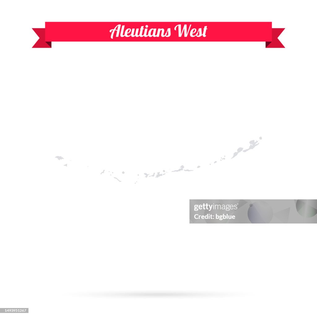Aleutians West, Alaska. Map on white background with red banner