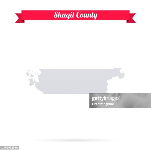 skagit county, washington. map on white background with red banner - skagit valley stock illustrations