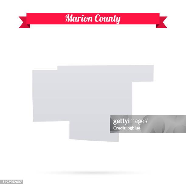 marion county, ohio. map on white background with red banner - marion ohio stock illustrations