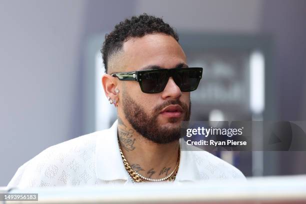 Neymar walks in the Paddock prior to the F1 Grand Prix of Monaco at Circuit de Monaco on May 28, 2023 in Monte-Carlo, Monaco.