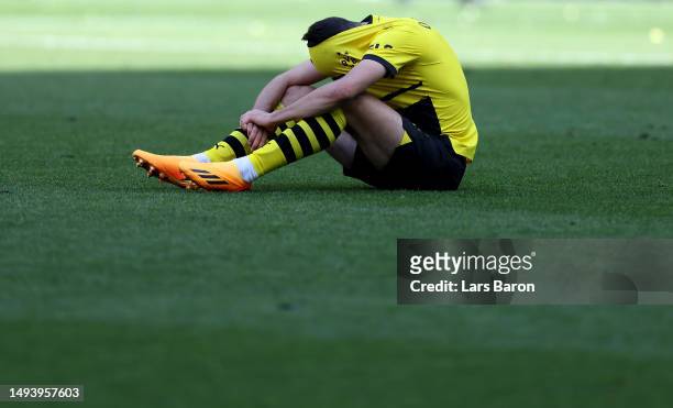 Giovanni Reyna of Borussia Dortmund looksdejected following the team's draw, as they finish second in the Bundesliga behind FC Bayern Munich during...