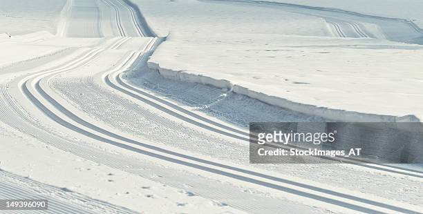 cross-country ski run track in gosau hintertal - equestrian cross country stock pictures, royalty-free photos & images