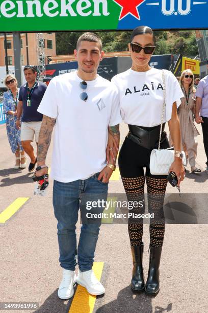 Marco Verratti and Jessica Aïdi Verratti attend the F1 Grand Prix of Monaco at Circuit de Monaco on May 28, 2023 in Monte-Carlo, Monaco.