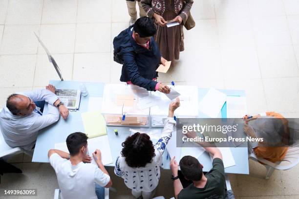 Several people exercise their right to vote at the Santander City Hall, which today acts as a polling station, on 28 May, 2023 in Santander,...