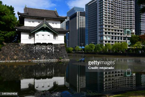 portão sakurada-mon interior / torre de vigia, uma vez parte do castelo de edo, tóquio, japão - lugar histórico - fotografias e filmes do acervo