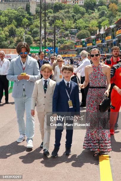 Dimitri Rassam, Charlotte Casiraghi, Sacha Casiraghi and Raphaël Elmaleh attends the F1 Grand Prix of Monaco at Circuit de Monaco on May 28, 2023 in...