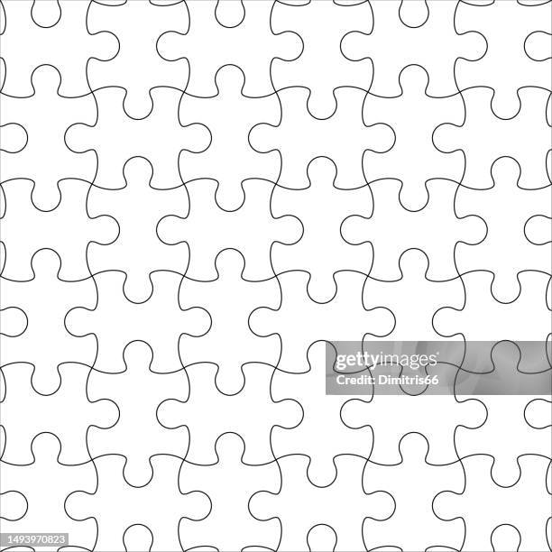 stockillustraties, clipart, cartoons en iconen met jigsaw puzzle seamless background - puzzel