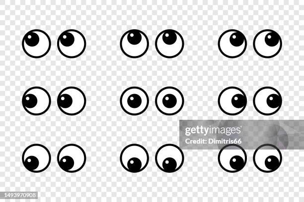 runde augen der karikatur gesetzt, die sich umsehen - wackelaugen stock-grafiken, -clipart, -cartoons und -symbole
