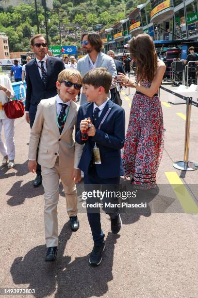 Andrea Casiraghi, Dimitri Rassam, Charlotte Casiraghi, Sacha Casiraghi and Raphaël Elmaleh attends the F1 Grand Prix of Monaco at Circuit de Monaco...