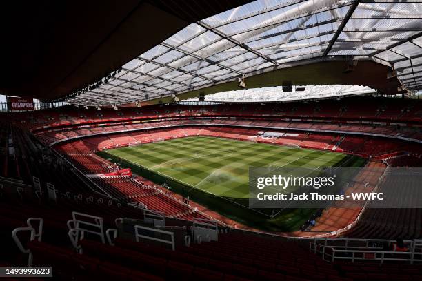 General view inside the stadium ahead of the Premier League match between Arsenal FC and Wolverhampton Wanderers at Emirates Stadium on May 28, 2023...