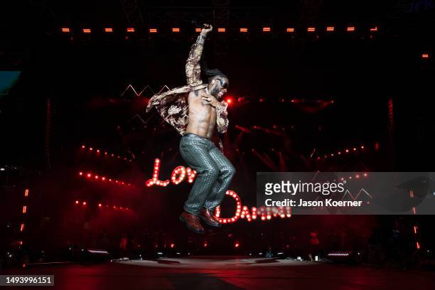 Damini Ebunoluwa Ogulu MFR, known professionally as Burna Boy performs onstage during day one of Afro Nation Miami 2023 at LoanDepot Park on May 27,...