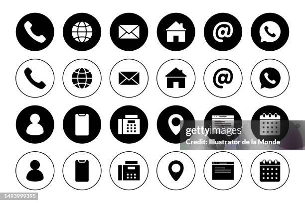 business card icons such as phone, mail, address, web page, contact and so on - e mail icon stock illustrations