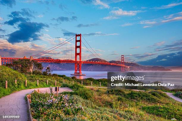 golden hour - golden gate stock pictures, royalty-free photos & images