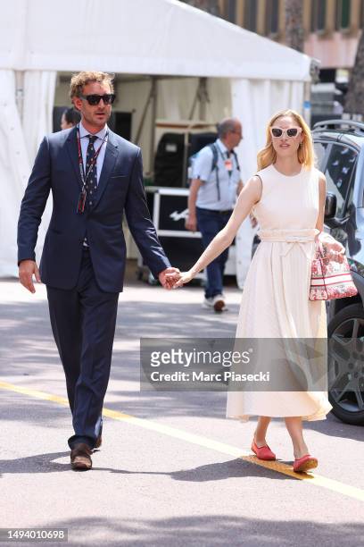 Pierre Casiraghi and Béatrice Borromeo attend the F1 Grand Prix of Monaco at Circuit de Monaco on May 28, 2023 in Monte-Carlo, Monaco.